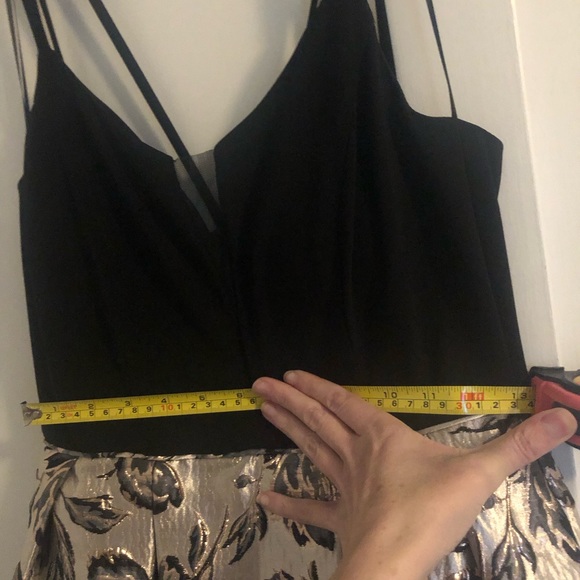 Floral Brocade Ballgown with Mesh Cutout - Picture 6 of 8